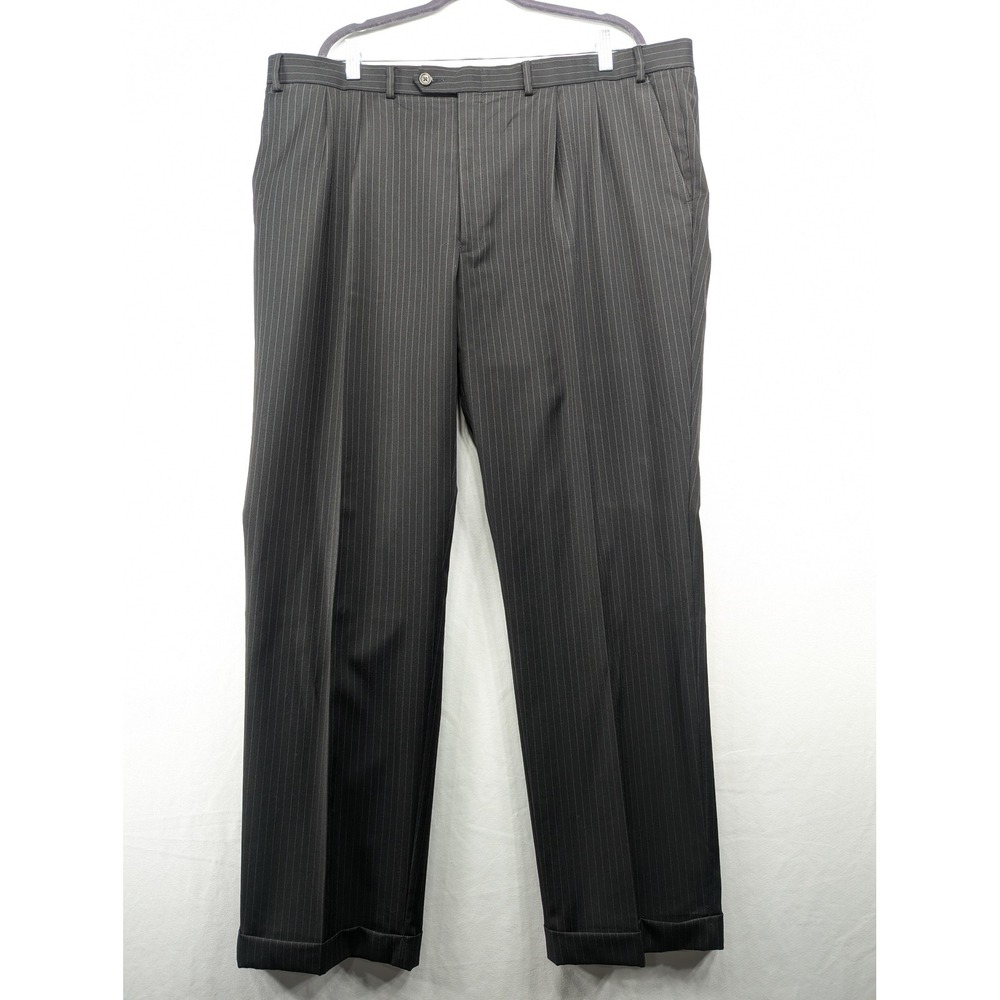 Lauren Ralph Lauren Mens Pinstripe‎ Pleated Dress Pants Charcoal Grey 42x32